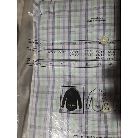 michael kors regular fit 15 32/33 m shirt pool blue plaid NEW performance wickin - Picture 6 of 9